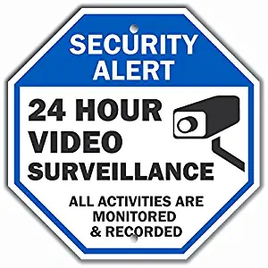 "Security Alert - 24 Hour Video Surveillance, All Activities Monitored" Sign By SmartSign | 10" x 10" Aluminum