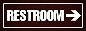 iCandy Products Inc Restroom Right Arrow Business Office Door Building Sign 3x9 Inches, Dark Walnut, Metal, 6 Pack
