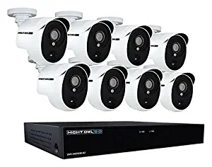 Night Owl XHD502-88P-B 8 Channel 5MP Extreme HD Video Security DVR & Wired Infrared Cameras with 2 TB HDD, White