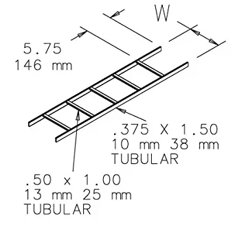 HOFFMAN ENCLOSURES LSS12BLK Ladder Rack, Straight Section