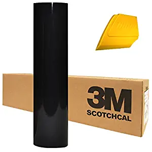 3M Scotchcal Electrocut Gloss Adhesive Graphic Vinyl Film 12" x 24" Roll 2-Pack w/Hard Yellow Detailer Squeegee (Black)