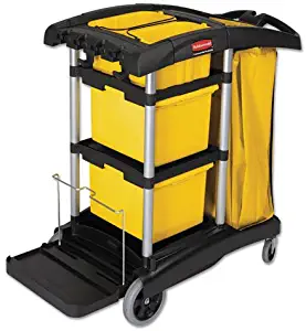 HYGEN M-fiber Healthcare Cleaning Cart, 22w x 48-1/4d x 44h, Black/Yellow/Silver, Sold as 1 Each