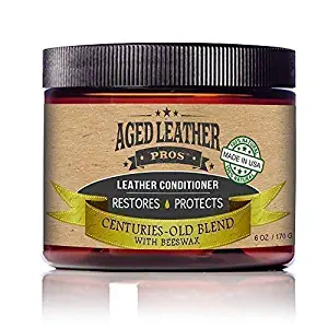 Aged Leather Pros All-Natural Leather Conditioner Cream Best Organic Leather Care for New & Old Leather Jackets, Boots, Gloves, Any Genuine Leather | Made in USA, 6 oz