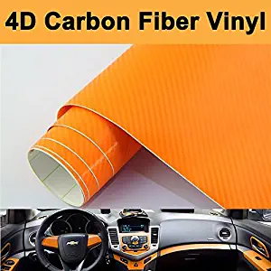 DIYAH 4D Orange Carbon Fiber Vinyl Wrap Sticker with Air Realease Bubble Free Anti-Wrinkle 12" X 60" (1FT X 5FT)