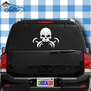 Skull Dumbbells Weights Bodybuilding Vinyl Decal Sticker for Car Truck Window Laptop MacBook Wall Cooler Tumbler | Die-Cut/No Background | Multiple Sizes and Colors, 8-Inch, White