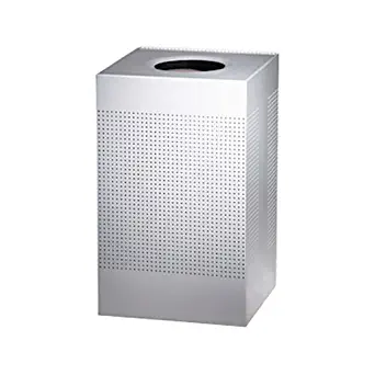 Rubbermaid Commercial Silhouette Designer Wastebasket, Square Open Top, 29-Gallon, Stainless Steel (FGSC18SSRB)