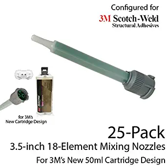 Green EPX Mixing Nozzles 25-Pack-fits 3M 50ml Duo-Pak Adhesive Cartridges (Shorter 18-Element, 3.5in, 1:1 & 2:1 ratios)