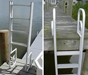 5 Step Heavy Duty Anodized Aluminum Swimming Pool Dock Ladder FLIP UP