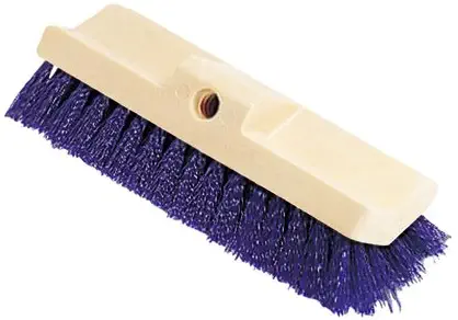 Bi-Level Deck Scrub Brush, Polypropylene Fibers, 10 Plastic Block, Tapered Hole