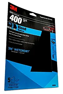 3M Wetordry Sandpaper, 32038, 400 Grit, 9 in x 11 in, 5 per pack