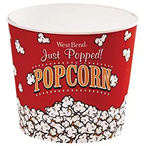 West Bend PC10631 Reusable Theater Popcorn Bucket Dishwasher-Safe,3-Quart,Red