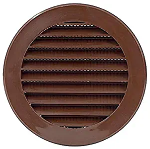 Vent Cover - Round Soffit Vent - Air Vent Louver - Grille Cover - Built-in Fly Screen Mesh - HVAC Ventilation (4'' Inch, Plastic - Brown)