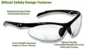 BiFocal Safety Reading Glasses SB-9000 Clear +1.50