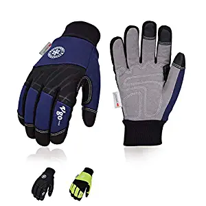 Vgo 3Pairs 32℉ or above 3M Thinsulate C40 Lined Winter Synthetic Leather Waterproof Work Gloves (Size XL,3Colors,SL1015FW)