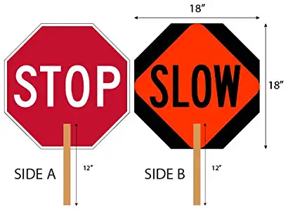 Stop-Slow Paddle Sign - 18x18-2-Sided Hand-Held Stop-Slow Sign