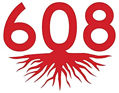 JMM Industries 608 Roots Wisconsin Area Code WI Vinyl Decal Sticker Red Car Window Bumper 5.5 Inches Premium Quality UV Resistant Laminate ACS0822