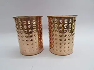Arva Hammered Copper Glasses | Set of 2 | Copper Tumblers For Drinking Water | Buttermilk | Moscow Mule | Ayurveda Health Benefits | Traditional Indian Drinkware