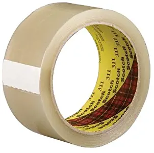 3M Scotch 311 Acrylic Box Sealing Adhesive Tape, 2 mil Thick, 50m Length x 48mm Width, Clear