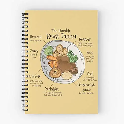 Dinner Kitchen Carrots Broccoli Potatoes Roast Peas Horseradish Cute School Five Star Spiral Notebook With Durable Print