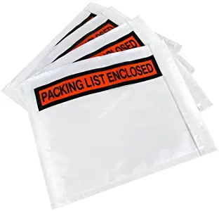 1000 - Clear Packing List Enclosed Invoice Envelopes 4.5" x 5.5" Self Adhesive