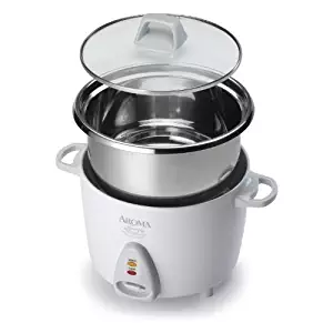 Aroma Simply Stainless Rice Cooker, White [Cooks 3 cups of uncooked rice]