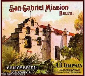 MAGNET San Gabriel Los Angeles Mission Bells Orange Citrus Fruit Crate Magnet Art Print