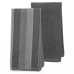 Food Network 2-pk. Sculpted Antimicrobial Kitchen Towels (Dark Grey)