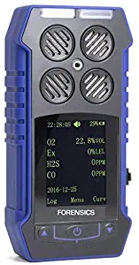 MULTIGAS Detector O2, CO, H2S, LEL by Forensics | Color Display with Graphing | Strong ABS with Anti-Slip Grip Rubber | Dust & Explosion Proof | USB Recharge Li-Ion Battery |