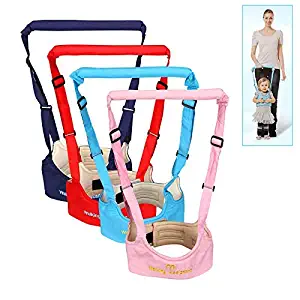 Adjustable Handheld Baby Walker Helper Toddler Safe Walking Padded Belt Harness (Red)