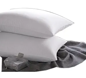 East Coast Bedding Down Pillows – Set of 2 – 100% Real White Down, Superior Hotel Quality Pillows for Side & Back Sleeping – Ultra Soft, 550 Fill Power, Cotton Shell(Queen)