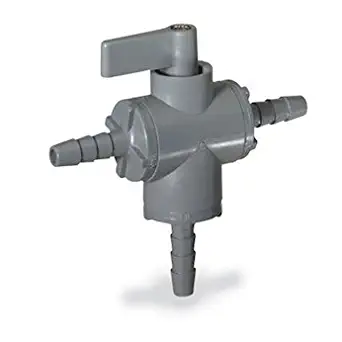 Cole-Parmer Ball Valve, 3-Way, 1/4" Barb - PVC w/Buna N Seals