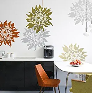 Flower Stencil Chrysanthemum Grande LG - Large Wall stencils for Nursery Décor – Try Stenciling instead of Wallpaper and save big! - Floral Nursery Ideas - Exclusive Stencils by Cutting Edge Stencils