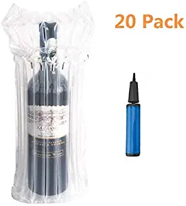 20 Pack Wine Bottle Bubble Protector Bags With Pump Reusable Sleeve Travel Inflatable Air Column Cushion Packing and Safe Transportation of Glass Bottles