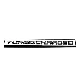 UrMarketOutlet TURBOCHARGED Black/Chrome Aluminum Alloy Auto Trunk Door Fender Bumper Badge Decal Emblem Adhesive Tape Sticker