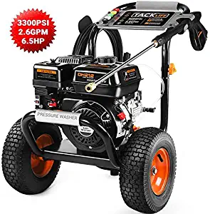 TACKLIFE GSW01A Gas Pressure Washer 3300PSI at 2.6GPM 6.5 Peak HP, 5 Nozzles, Easy Move, Multiple Accessories, 360 &deg; Easy to Remove Dirt with Power Engine DHV212, for Vehicle, Garden, Yard, Ground