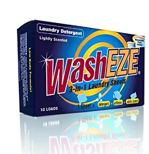 WashEZE (Laundry Detergent), 40 Sheets/Loads Light Scent Includes Detergent, Fabric Softener, Stain Lifter and Static Guard All in One Laundry Detergent Solution