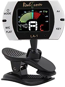 Real Tuner - Chromatic Clip-on Tuner for Guitar, Bass, Violin, Ukulele, Banjo, Brass and Woodwind Instruments - Bright Full Color Display - Extra Mic Function - A4 Pitch Calibration - Transposition