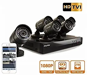 LaView HD DVR 8 Channel 1080P Surveillance System with 2TB HDD and 6 x 1080P Bullet Security Cameras, Free Remote View, LV-KT948FT6A0-T2