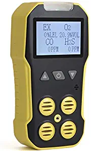 Basic MULTIGAS Detector & Meter by Forensics | O2, CO, H2S, LEL | USB Recharge | Sound, Light & Vibration Alarms | Large Display & Backlight |