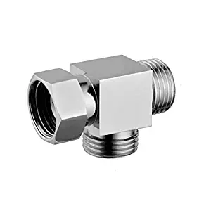 1/2" Brass Chrome 3 Way Diverter, Hose Fitting Tee, T Shape Adapter Connector for Angle Valve Hose, Bath Shower Arm, Toilet Bidet Sprayer Faucet