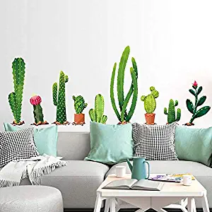 Cactus Wall Decal, H2MTOOL Removable Art Nursery Plants Stickers for Kids Rooms Decor (Cactus)