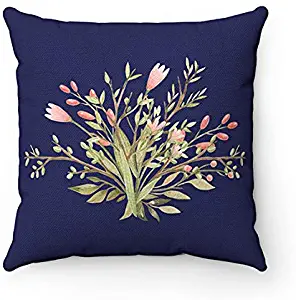 Lplpol Decorative Pillow Cover, Floral Pillow Cover, Blue Throw Pillow, Couch Pillow, Flower Pillow Case, Girl Nursery Pillow, Blue Flower Bedding, Cottage Decor, Modern Pillows for Sofa 16x16 Inches