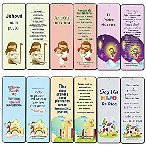 Marcapáginas Cristianos en Español para Niños y Niñas (12-Pack) - Regalo Perfecto Escuela Dominical Bautismo Cumpleaños Navidad