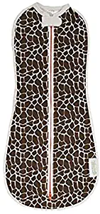 The Original Woombie Baby Swaddling Blanket I Soothing, Cotton Baby Swaddle I Wearable Baby Blanket, Brown Giraffe, 14-19 lbs