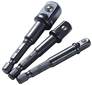 LONKER 6PCS- Impact Grade Socket Adapter Set - Turns Power Drill into High Speed Nut Driver - 1/4-Inch, 3/8-Inch, and 1/2-Inch Drive, CR-V Steel | Compatible with Power Drills & Drivers