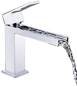 Lovedima Fiego Modern Chrome Waterfall Single Hole Faucet for Bathroom Sinks (Short)