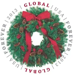 USPS Global Forever Stamp Evergreen Wreath - Sheet of 10