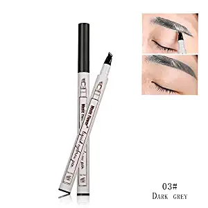 Music Flower Liquid Tattoo Eyebrow Pen With Four Tips Brow Pen, Long-lasting Waterproof Brow Gel for Eyes Makeup-DARK GREY