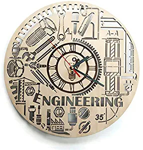 ShareArt Engineering Wood Wall Clock - Original Home Decor for Office Bedroom Kitchen - Best Gift Idea for Friends Husband Wife Father Men Woman Boys and Girls - Unique Wall Art Design - Size 12 Inch