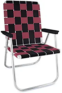 Lawn Chair USA Folding Aluminum Webbing Chair (Classic, Black//Burgundy)